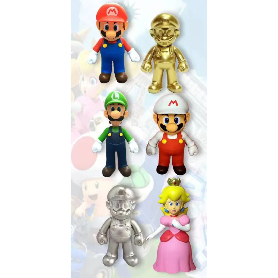 Vinile da 7 pollici Mario Luigi PVC Statua Action Figurine da scrivania da collezione Anime Modello Giocattoli Figure Regalo 1 PZ Casuale