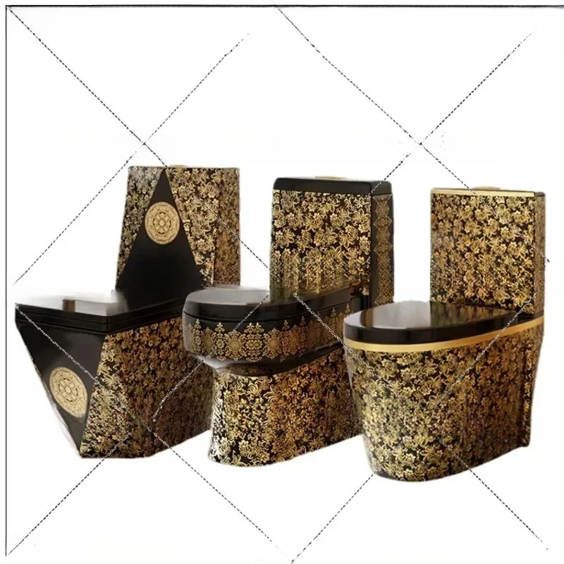 

Luxury Mute Color European-Style Flush Stool Personality Black Gold Electroplating Super High Deodorant Toilet