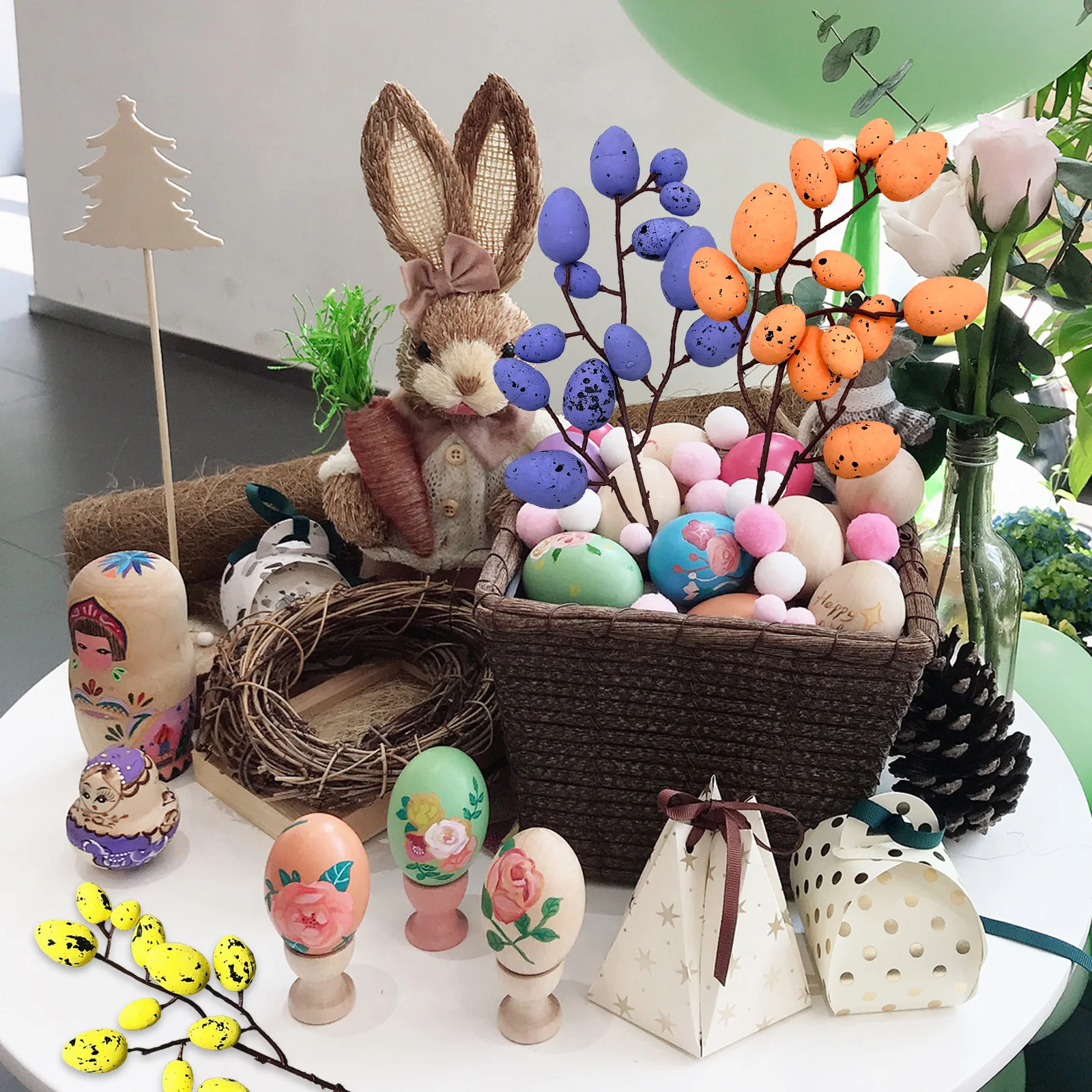 

Easter Egg Artificial Plant Branch 2024 Easter Decoration Spring Easter Eggs Ornament Home Decoration