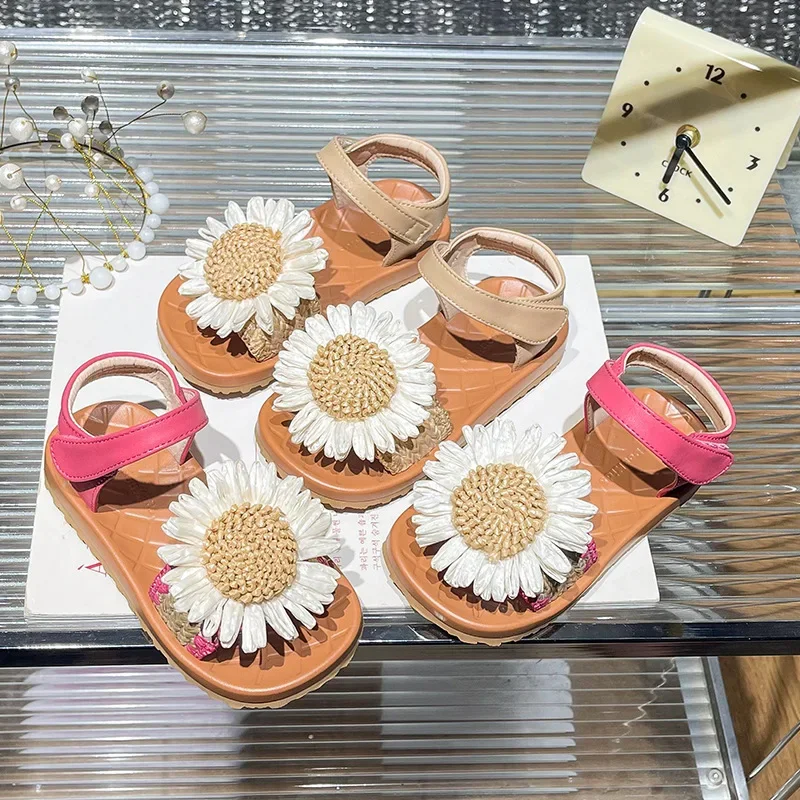 Zapatos de girasol para niñas, Sandalias planas para niños, Sandalias elegantes para caminar en verano 2025, Sandalias suaves para vestir