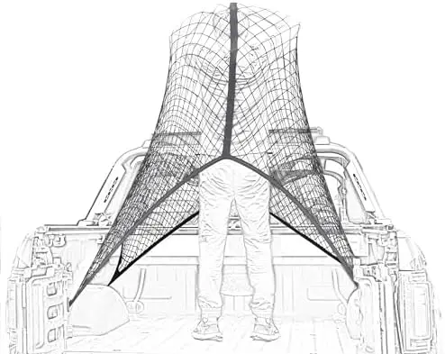 

Elastic Cargo Net 4x4 ft, Stretches to 7x7 ft – Durable Truck Bed Organizer Mesh for Light Loads (Single Layer)