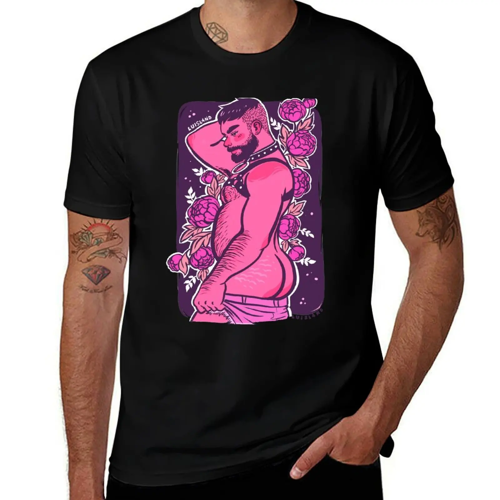Bear and flowers T-Shirt Work Wear Breathable Tee