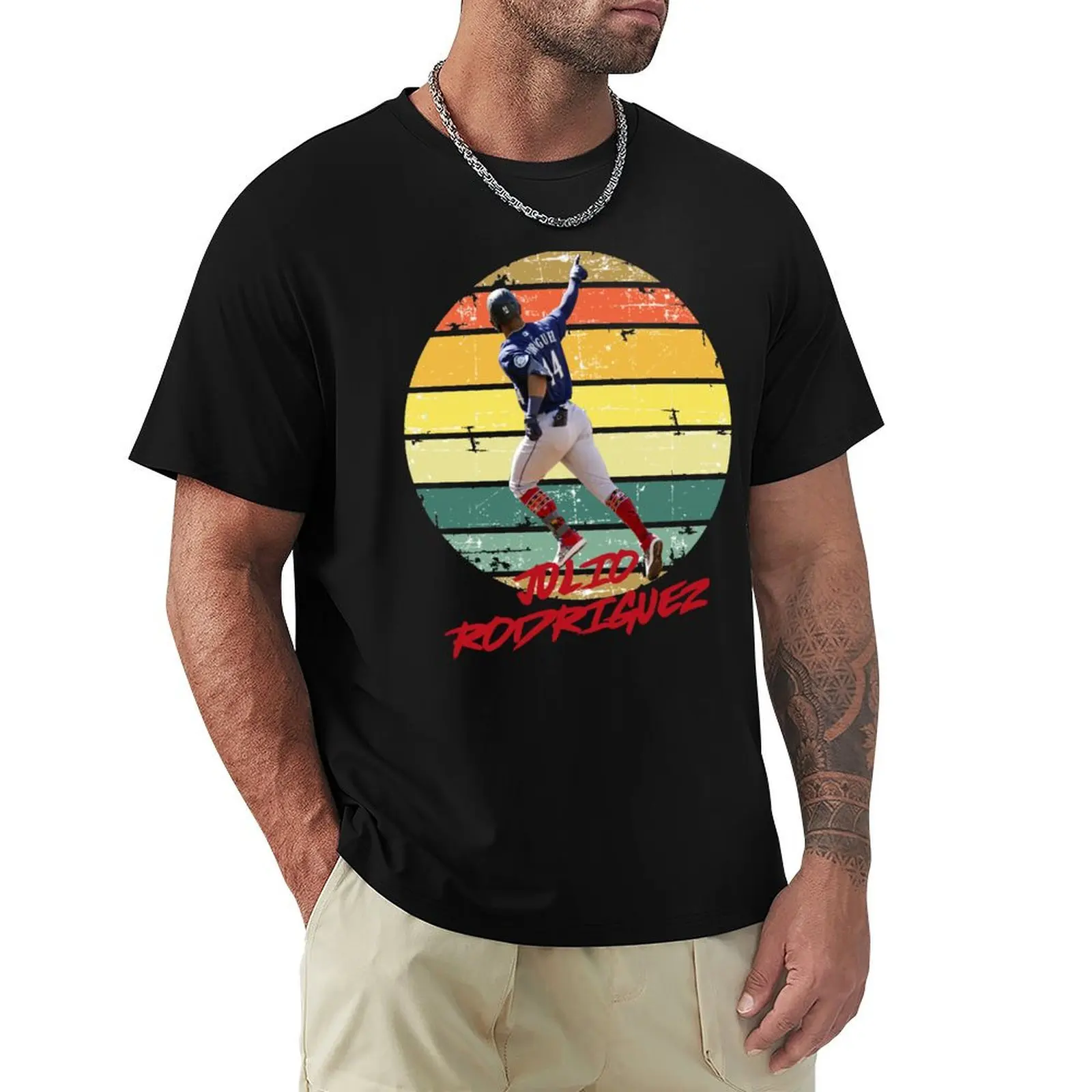 julio rodriguez retro circle T-Shirt t shirts for man slim fit T-Shirt