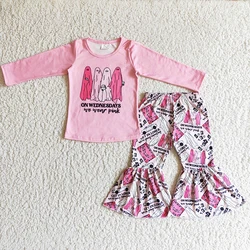 Baby Girl Halloween On Wednesdays We Eear Pink Kid Clothes Infant Long Sleeve Bell Bottoms Pants Toddler Children Fall Outfit