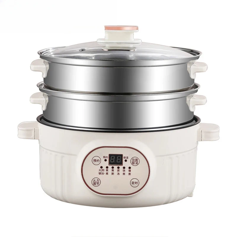 Intelligent Electric Skillet Hotpot Multi Cooking Boiler Eggs Food Steamer Soup Pot Noodles Pasta Stew Frying Pan Rice Cooker EU