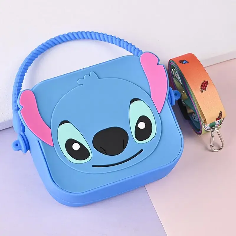 Disney Stitch Coin Purse Miniso Anime Cartoon Cute Stitch Silica Gel Bluetooth Headset Messenger Bag Girls Holiday Gifts