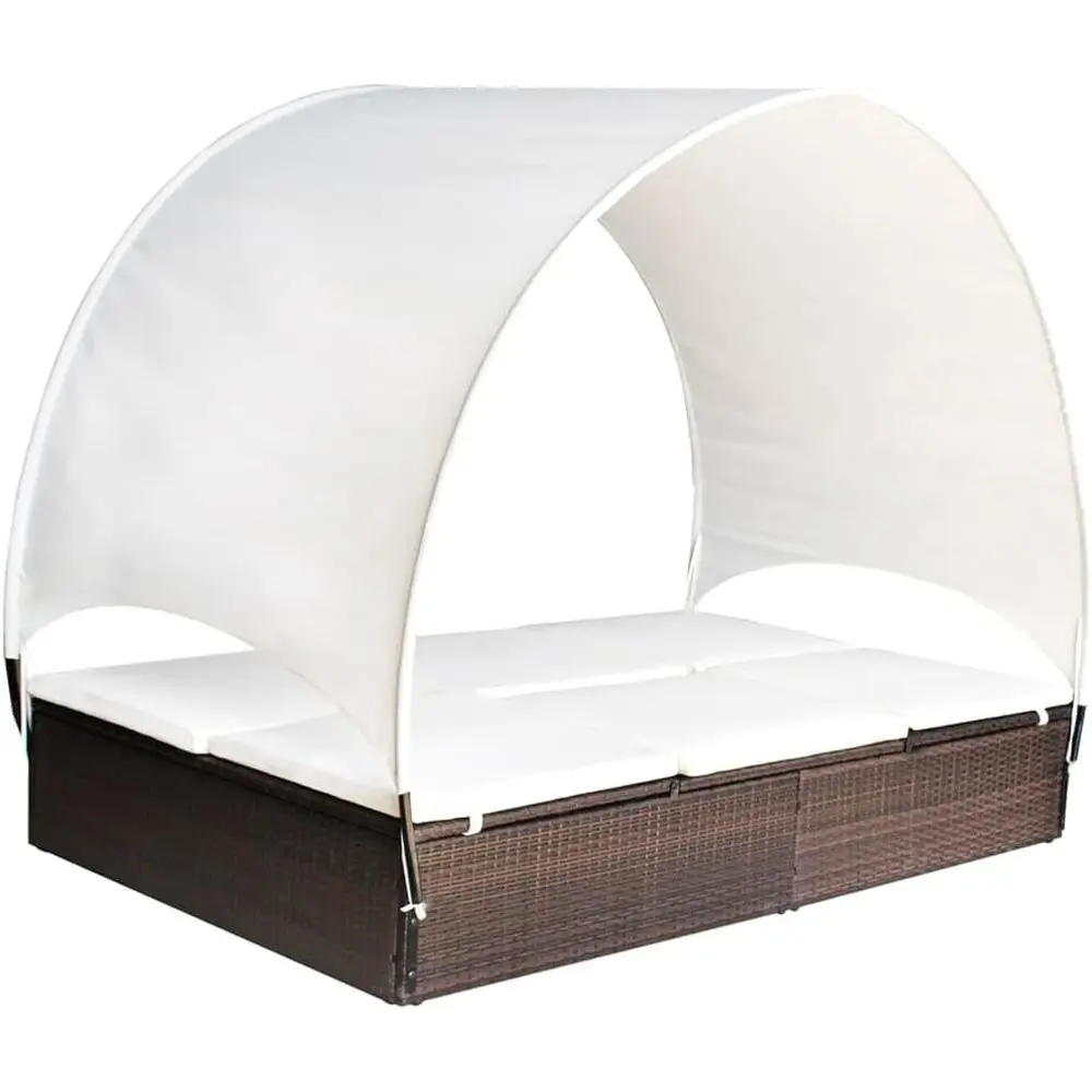 

Универсальный комплект шезлонгов из ротанга для улицы – регулируемые кресла для загара для патио, у бассейна или на пляже, в коричневом и кремово-белом цветах