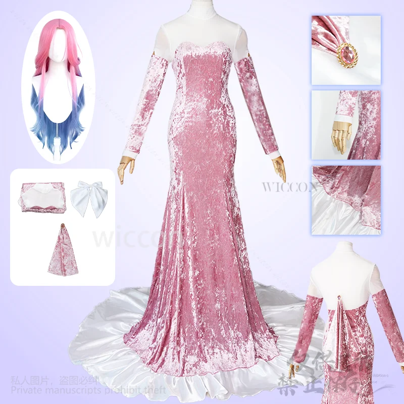 أنيمي الغريبة المرحلة الوردي المخملية حاكم قلبي كوس R5 أنيمي ميزي فستان سهرة لوليتا الباروكات زي عالي الجودة مخصص