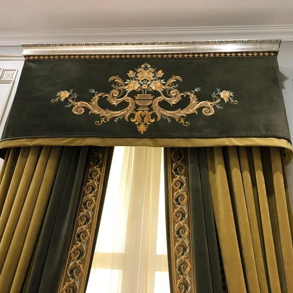High End Villa Velvet Embroidered Blackout Curtains for Living Room Bedroom Dining Luxury Custom Thermal Insulated Drapes