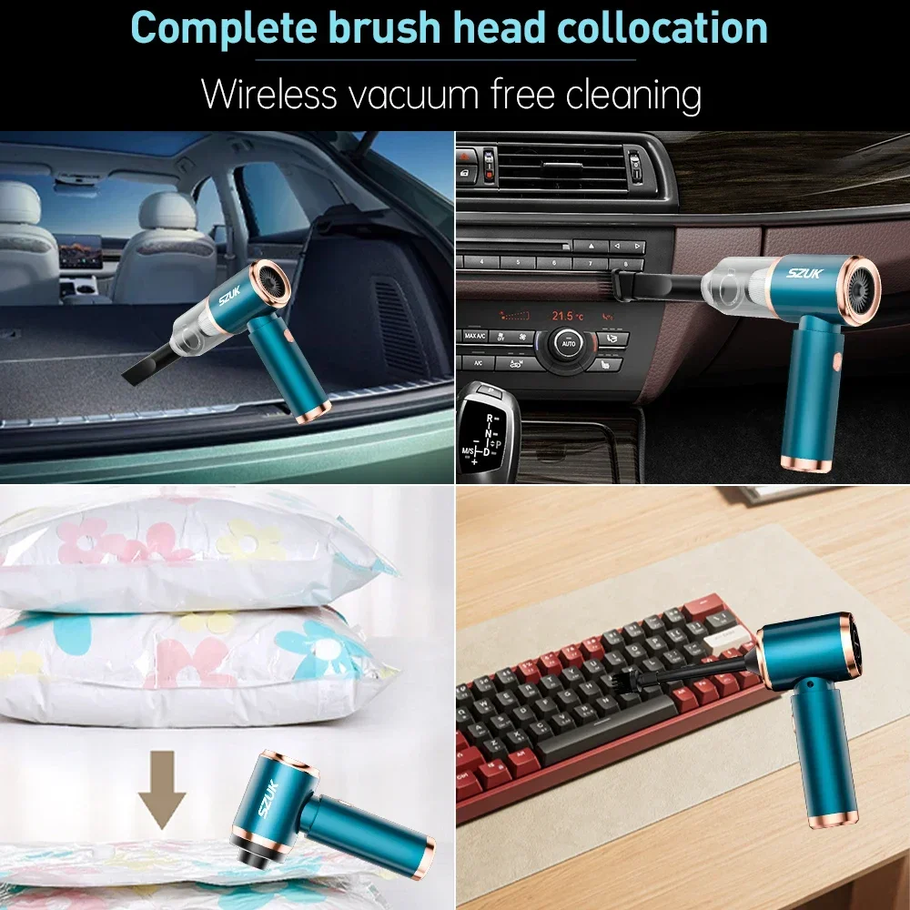 Szuk Mini Auto Stofzuiger Sterke Zuiging Handheld Draadloze Draagbare Reinigingsmachine Krachtige Stofzuiger Voor Auto En Thuis