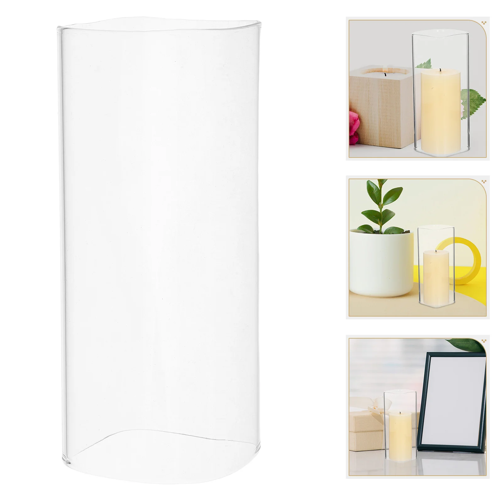 

4Pcs Glass Chimneys Transparent Square Cylinder Bottomless Windproof Hurricane Holder for Wedding Table Home Decor