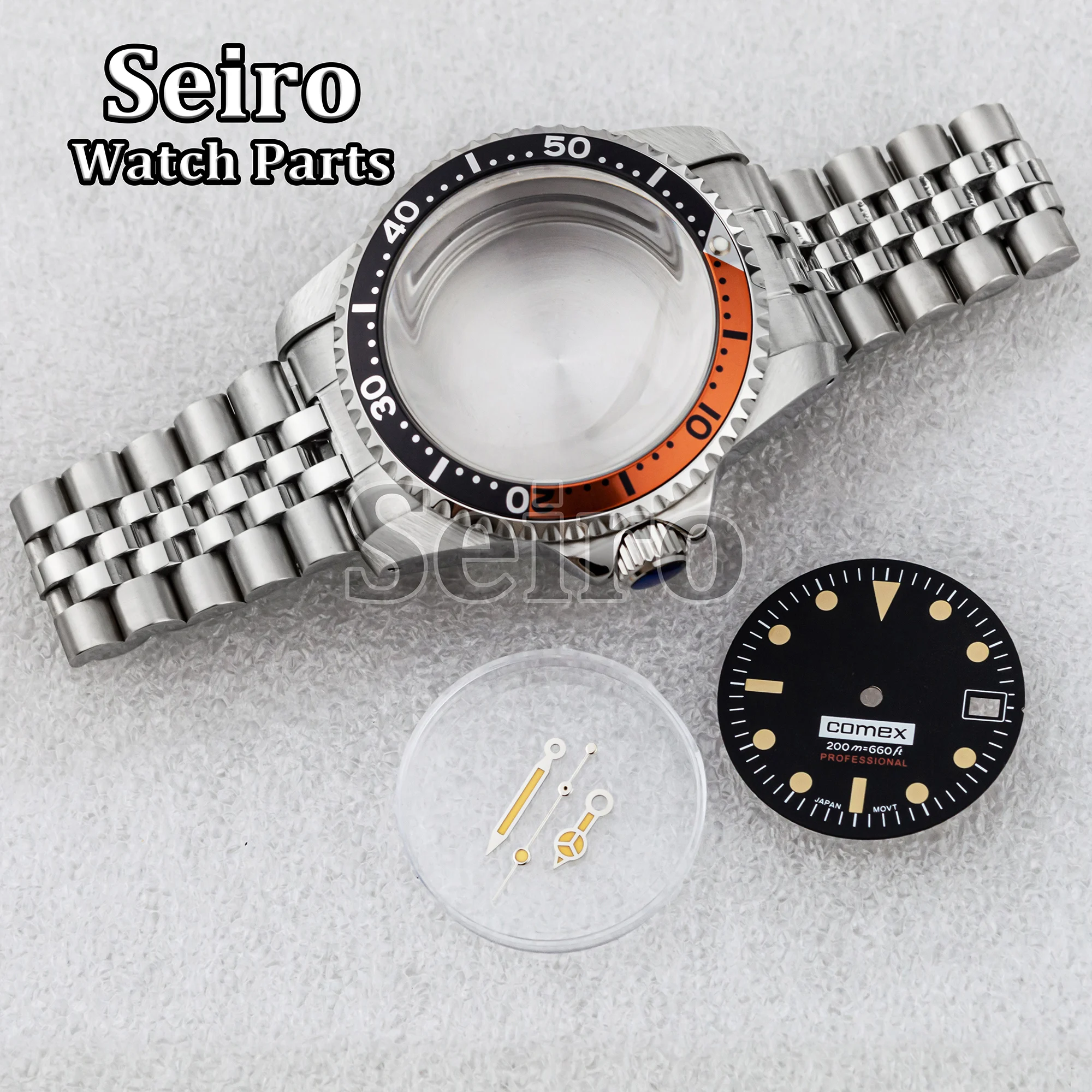 Vintage Restro NH35 Case 39MM Silver Strap 100M Waterproof Watchcase Black Dial Luminous Hands Needles for SUB GMT NH36 Movement