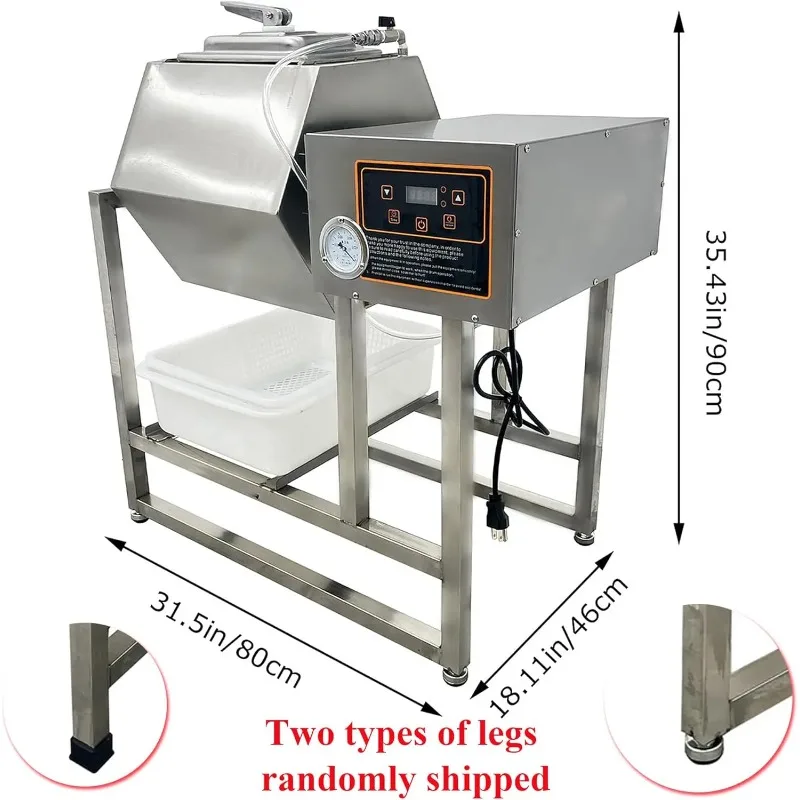 45L/25KG Food Meat Curing Rolling Kneading Machin Vacuum Pump Meat Vegetable Tumbler Marinator Stainless Steel  110V 350W