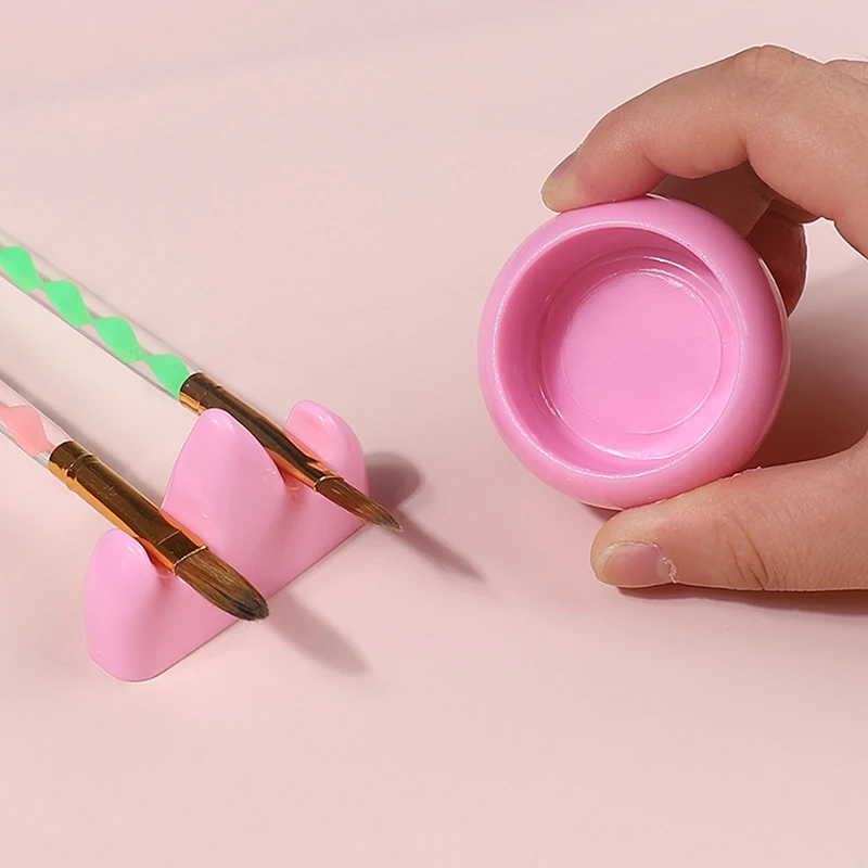 2PCS Pink Nail Art Brush Cleaner Plastic Holder UV Acrylic Gel Pen Pot Cleanser Cup Washing Cup Nail Brush Holder Tools