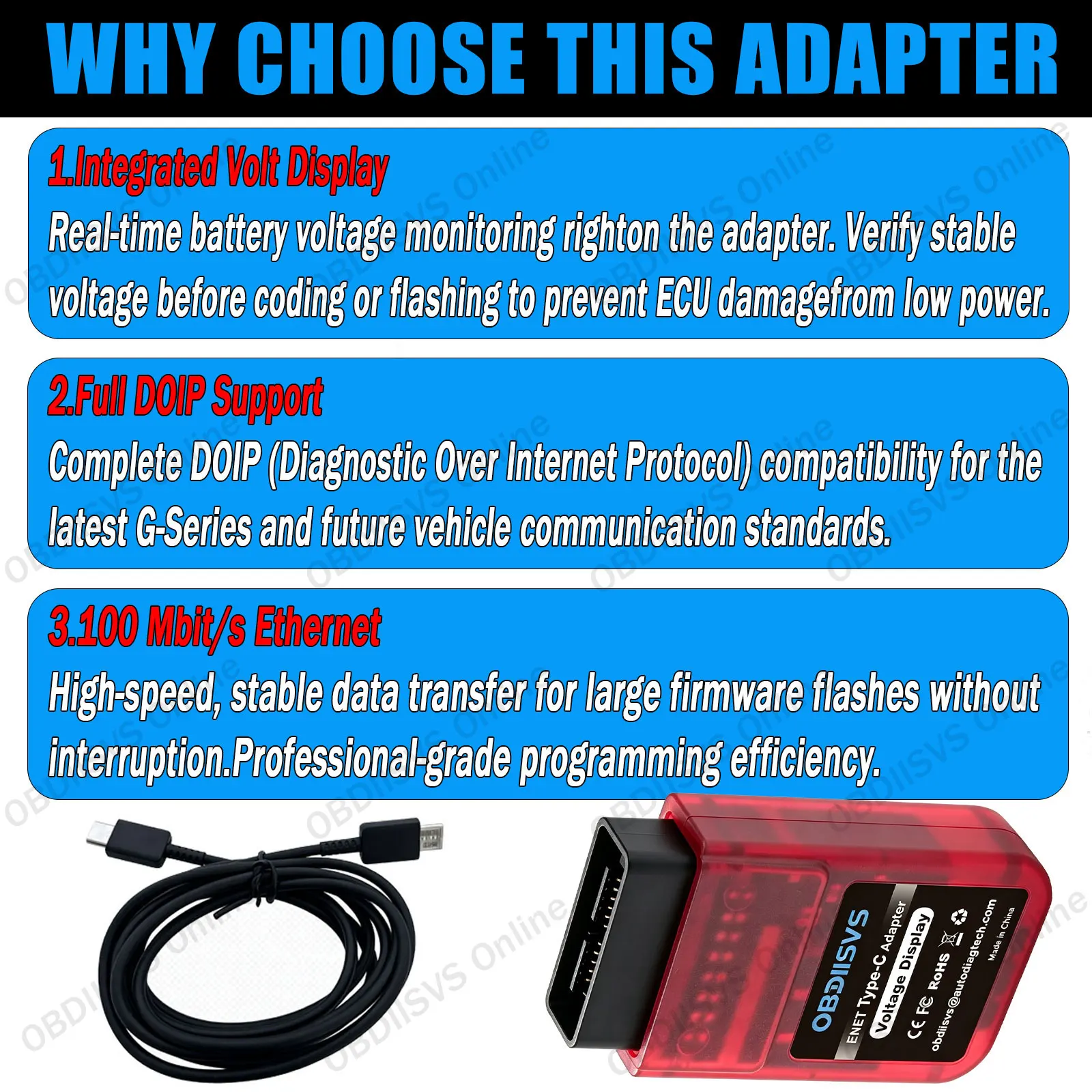 ENET Type C Adapter For BMW F/G/1/3/5/7 Series Car Diagnostic Tool for GT/X3/X5/X6/X7 Support Xdelete,BimmerCode,BimmerLink,MHD
