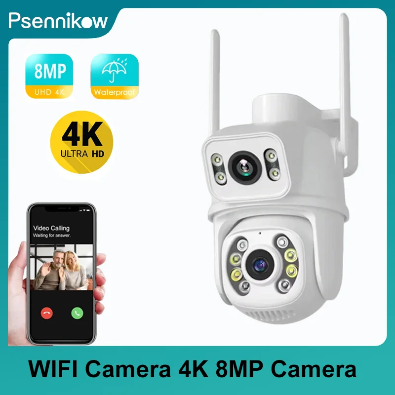 

8MP 4K WIFI IP Camera Security PTZ Dual Lens 2.4G WiFi Camera Pan Tilt Auto Tracking Human Detect Night Vision CCTV Surveillance