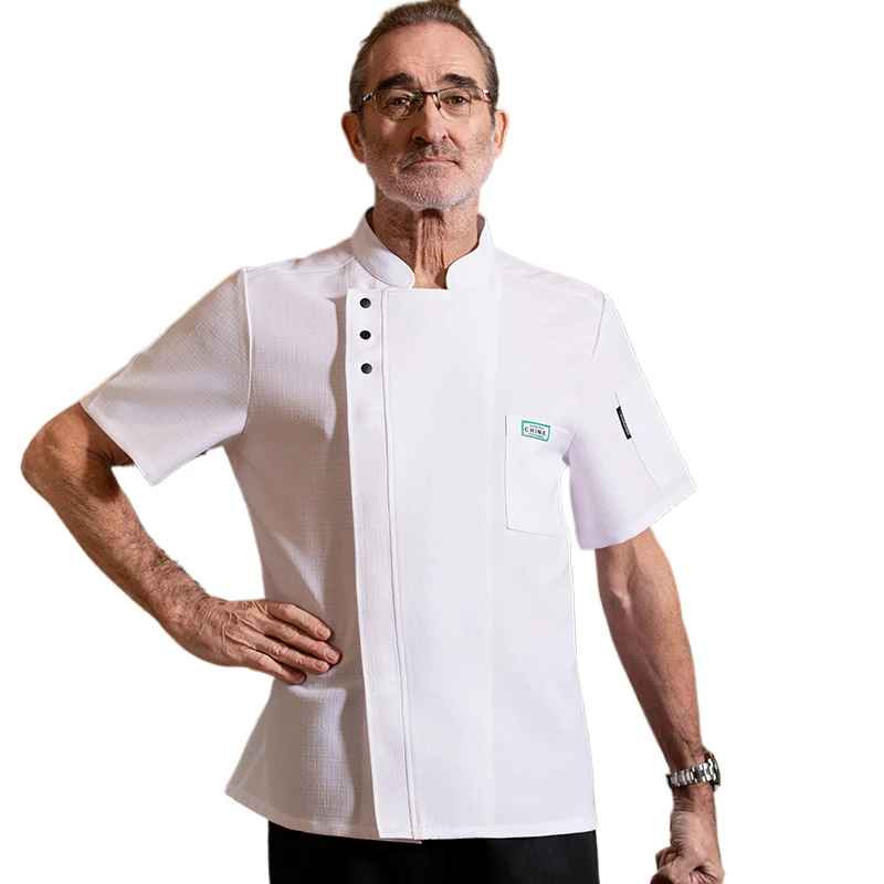 Profesjonalna kurtka kuchenna Płaszcz szefa kuchni Mundur hotelowy Kostium szefa kuchni Restauracja Koszula dla mężczyzn Piekarnicy Odzież robocza z krótkim rękawem