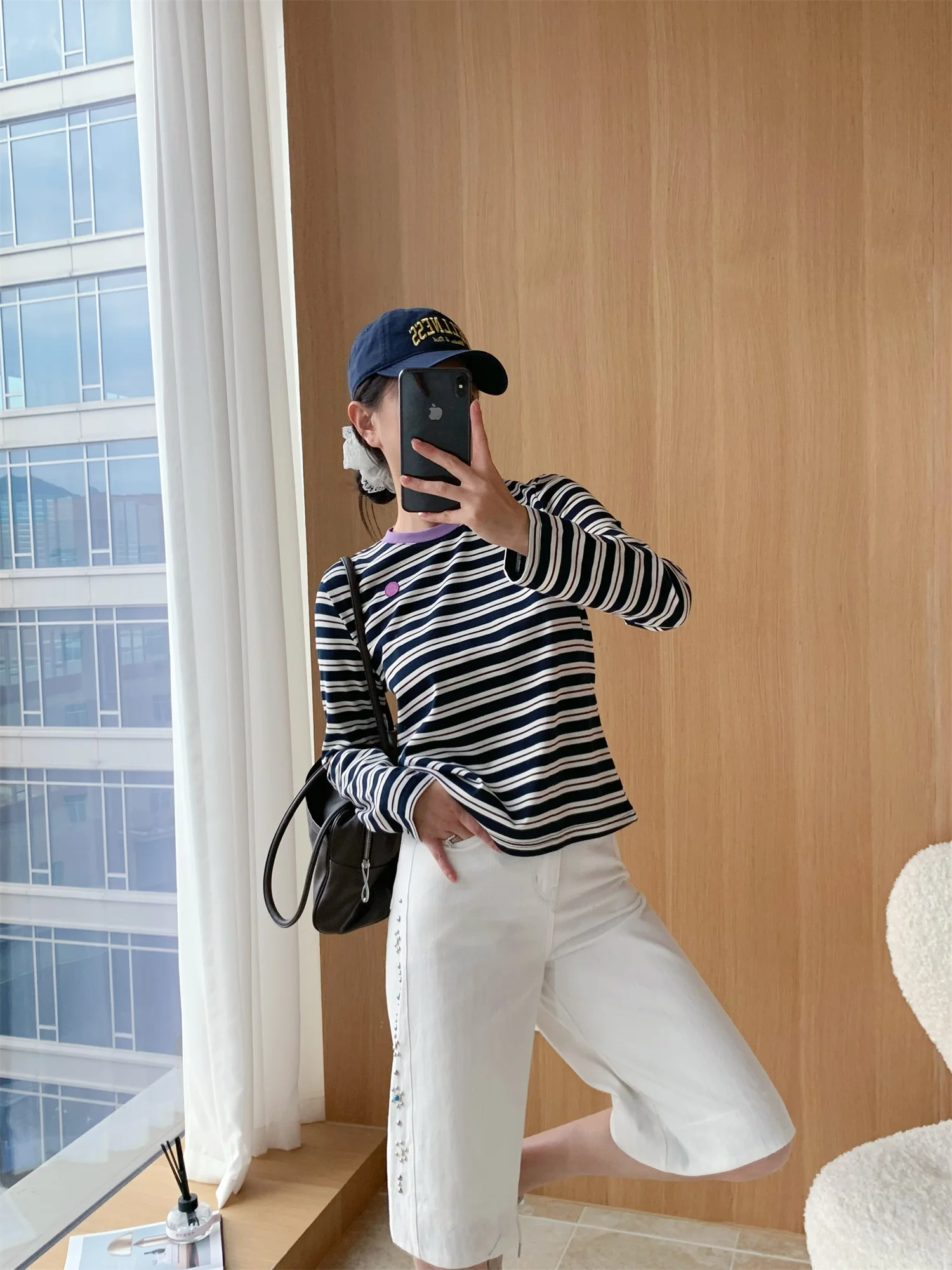 

Длинная футболка Dopne ed Color Flipped с двойным узором в полоску, повседневный женский топ свободного покроя