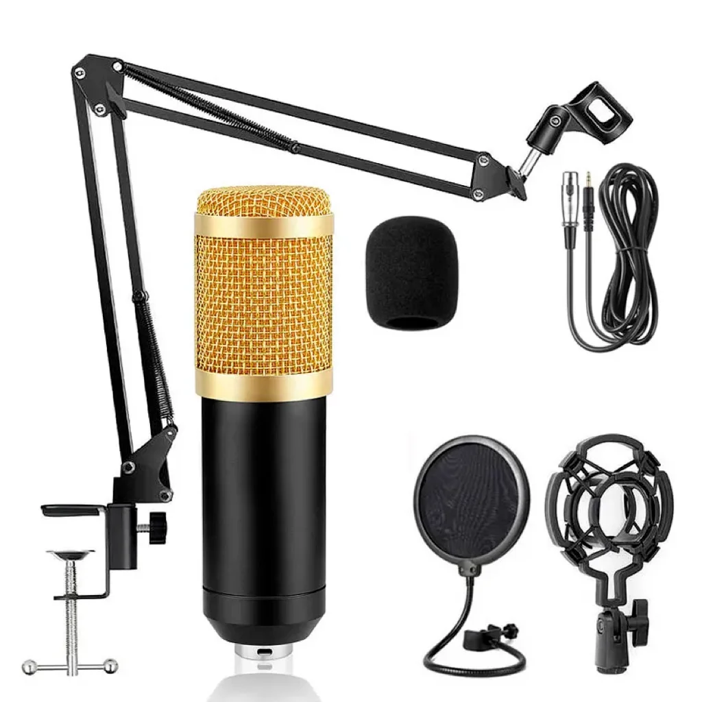 USB Condenser Microphone Kit Wired Recording Gaming Mic with Arm Stand for Podcast Computer Laptop PC Karaoke Studio