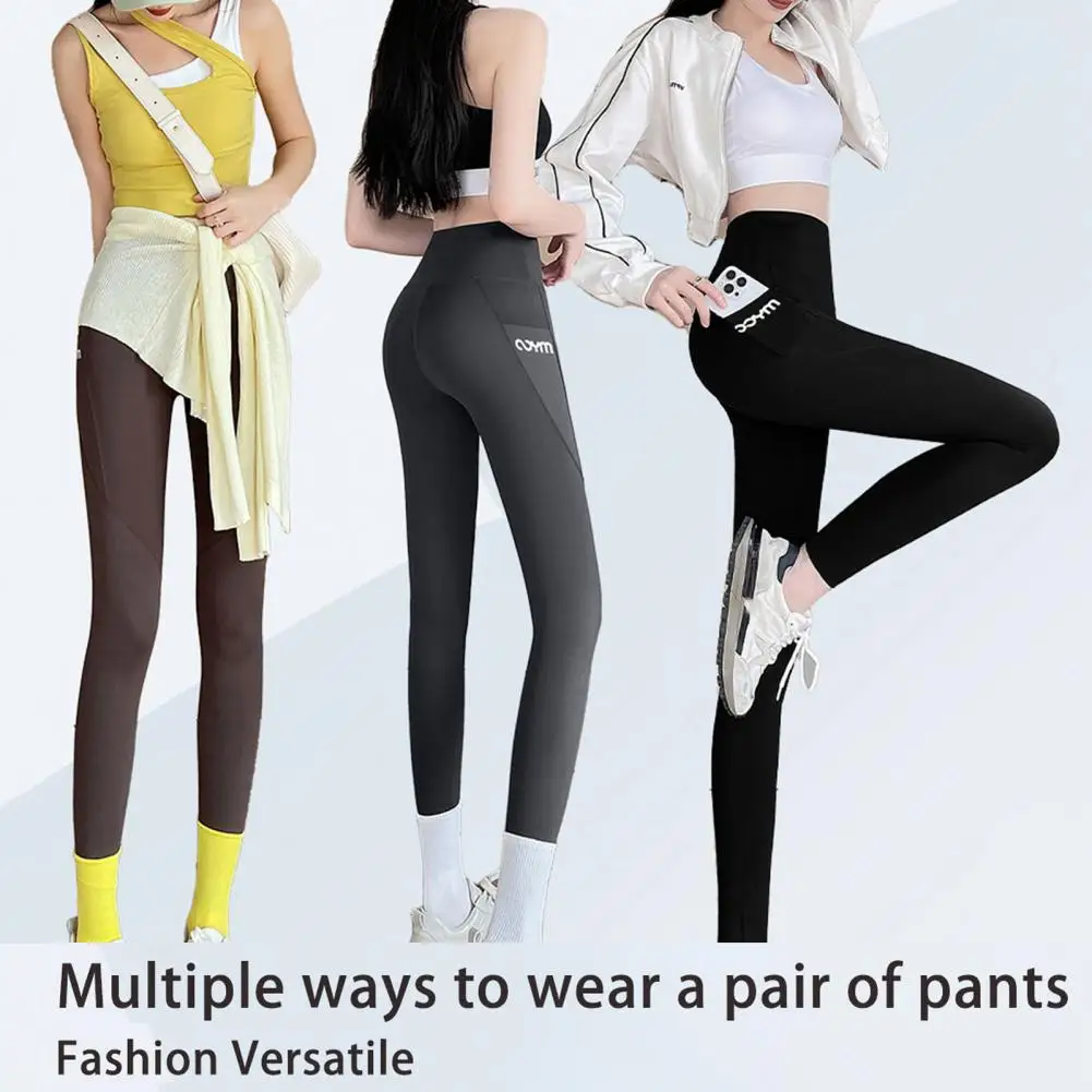 Leggings da allenamento stampati per donna pantaloni da Yoga atletici a vita alta Leggings senza cuciture solidi con collant da allenamento morbidi da donna tascabili