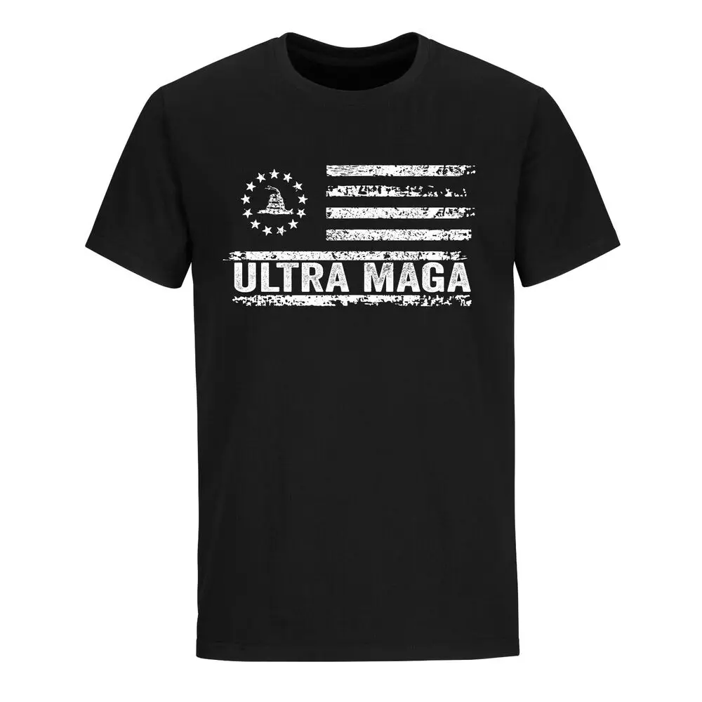 

Забавная футболка Ultra MAGA с изображением Трампа 2024, флага США, политическая футболка из 100% хлопка с круглым вырезом, летняя повседневная мужская футболка с коротким рукавом, размеры