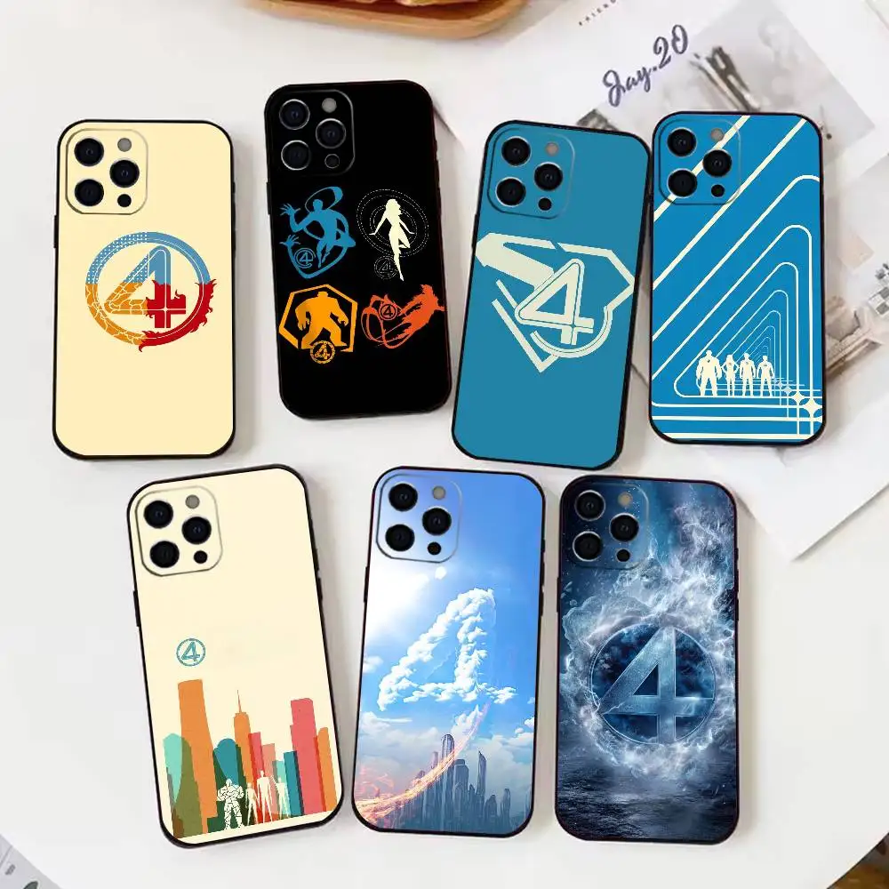 

F-FANTASTIC-FOUR-4 Phone Case For iPhone17,16,15,14,13,12,11 Plus,Pro Max Soft Black Cover