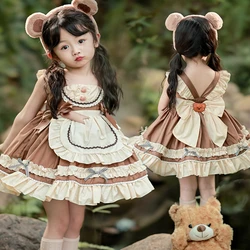 Handmade Girls Princess Lolita Skirt New Bear Spanish Boutique Puffy Dress  Flower Girl Dresses Kids Dresses for Girls