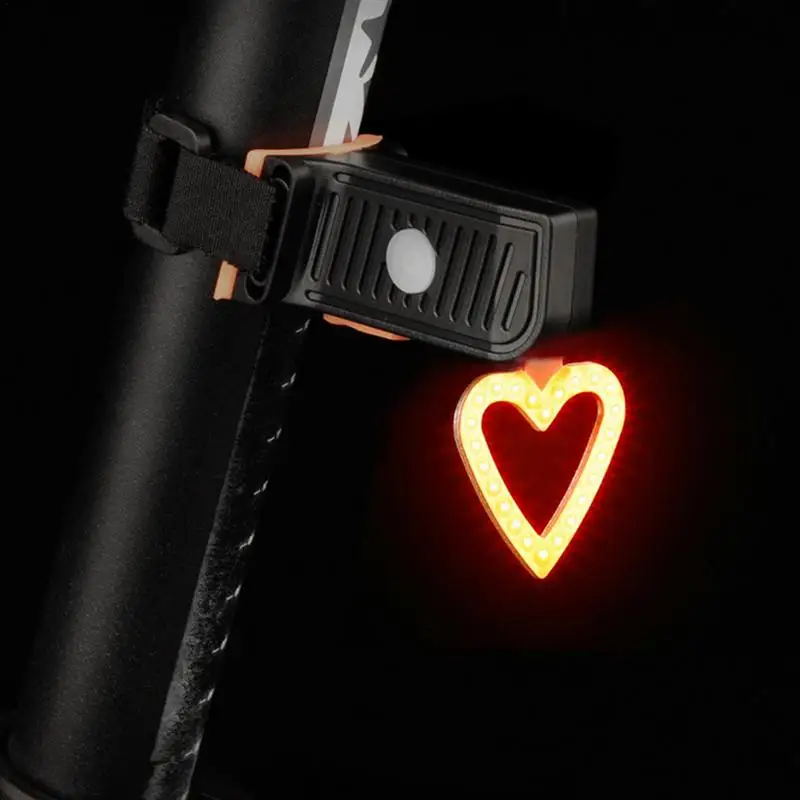 Fanale posteriore per bicicletta fanale posteriore a forma di cuore ricaricabile luce di sicurezza per bici 3 modalità luce spia LED accessori per ciclismo MTB