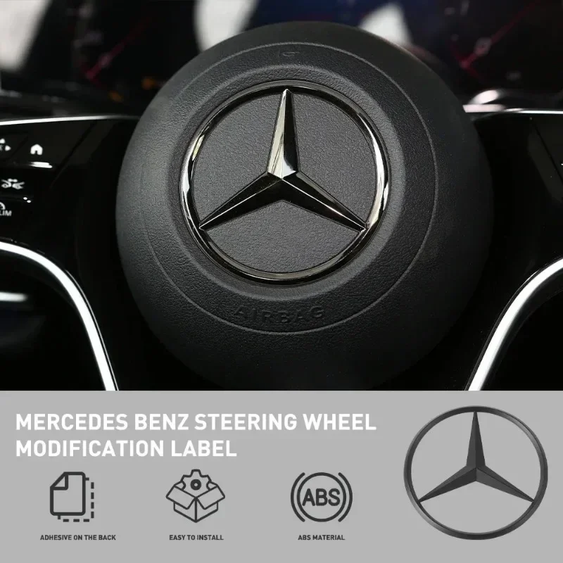 ABS 3D Star Logo Hollow Badge Sticker Car Steering Wheel Center Emblem For Mercedes Benz AMG GLK W202 W204 W210 W211 W212 W220