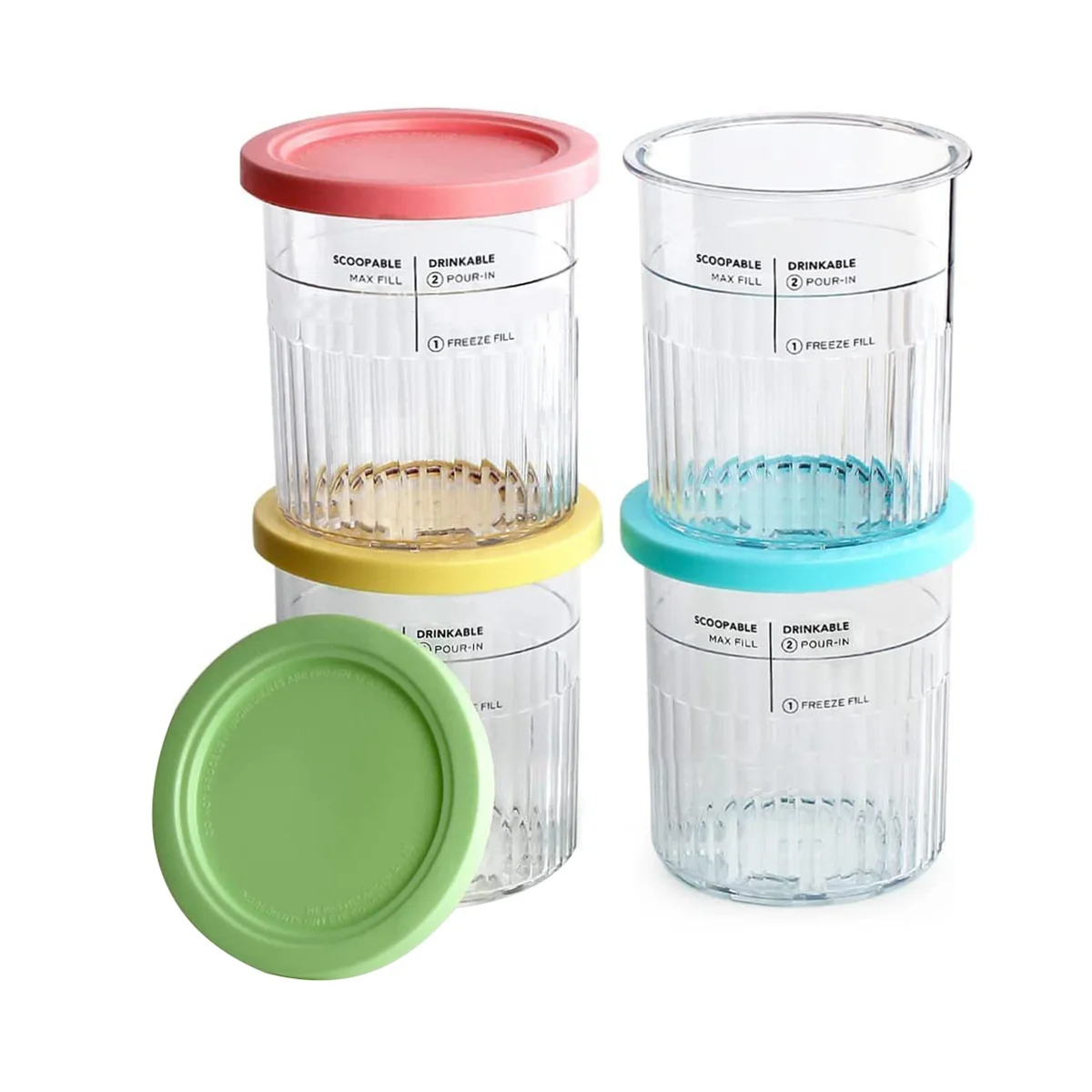 4PCS Ice Cream Pints and Lids for Ninja Creami NC500 NC501 Ice Cream Storage Containers Food Freezer