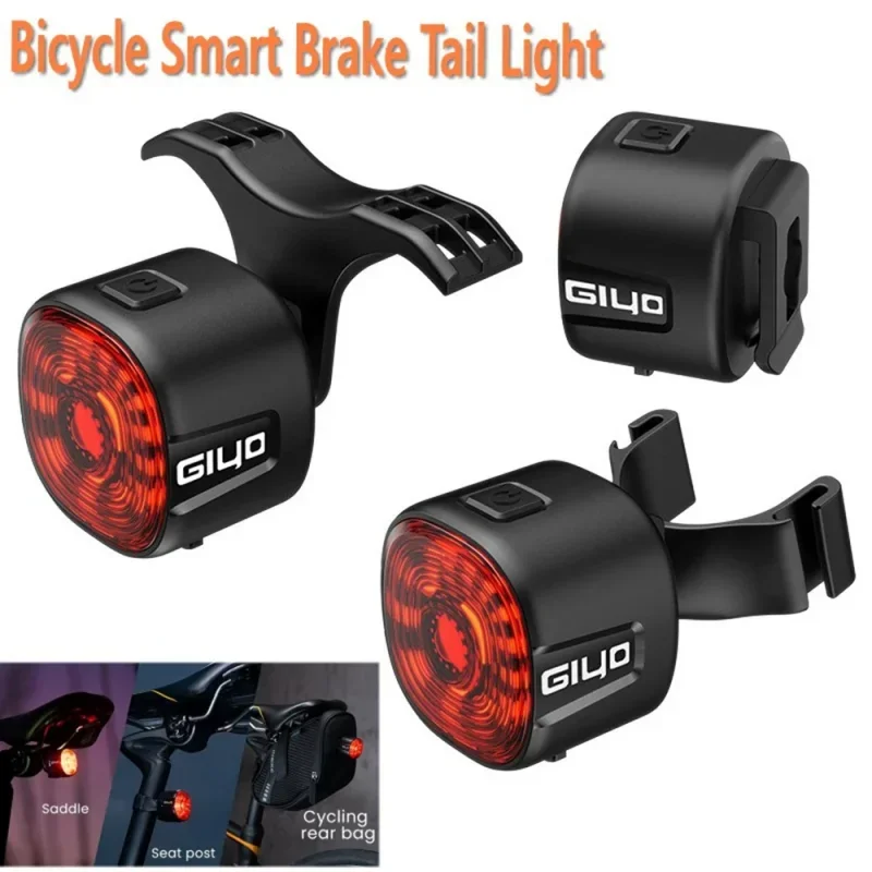 Bicycle Smart Brake Tail Light Mtb Road Bike Auto Brake Sensing Light Sb Rechargeable Ipx6 Waterproof Led Warning Rear Lamp