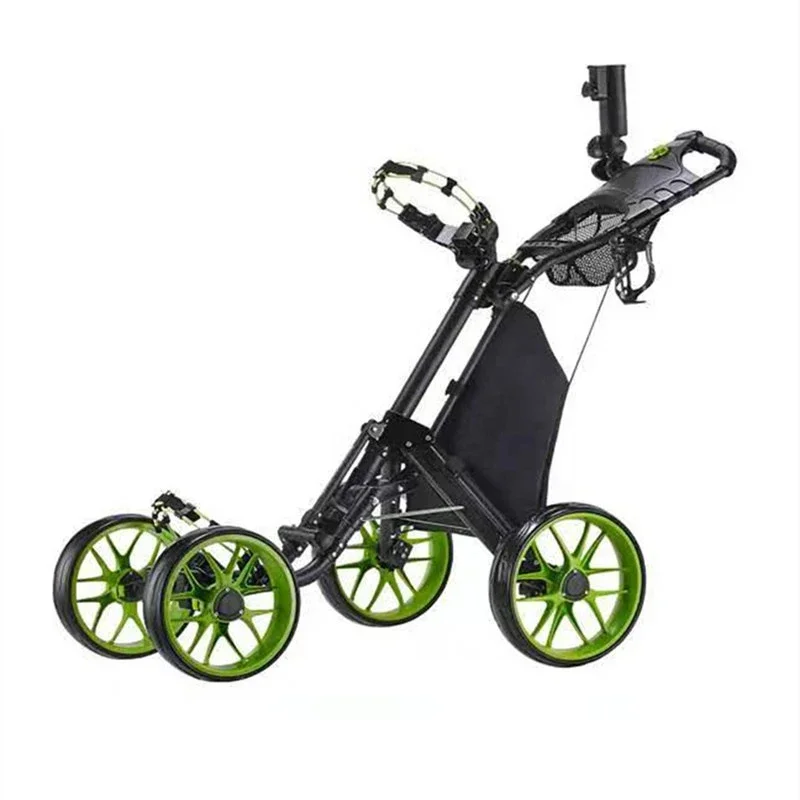 Folded Tricycle,Black Golf Trolley Accessories 3 Wheel Golf Trolley With Footbrake