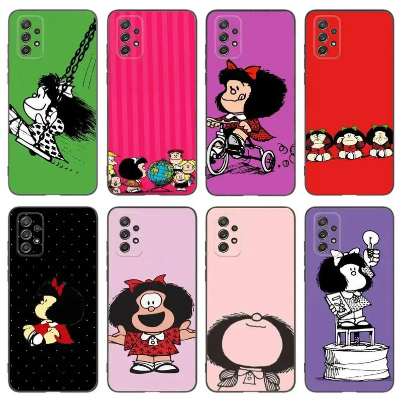 Cartoon M-Mafalda Phone Case For Samsung A91 80 70 53 42 32 30 20 A50 30S 50S 21S 20S A20E Black Phone Case