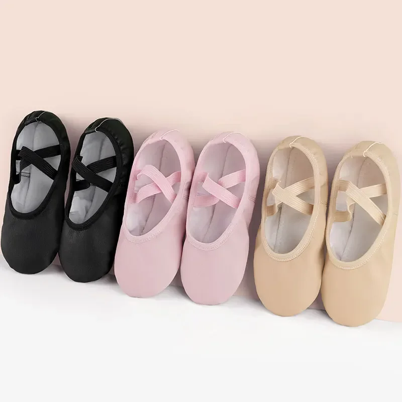 

Zapatos de Ballet de PU para niñas pequeñas, zapatos de baile para niños,bailarinas de cuero,zapatos de gimnasia de suela blanda