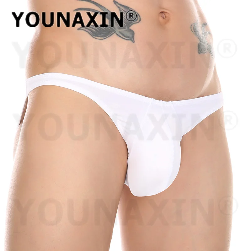 5 Pieces Men's Ice Silk Low Waist Briefs Sexy Bulge Pouch Underwear Solid Color Comfort Breathable Thong Panties For Men