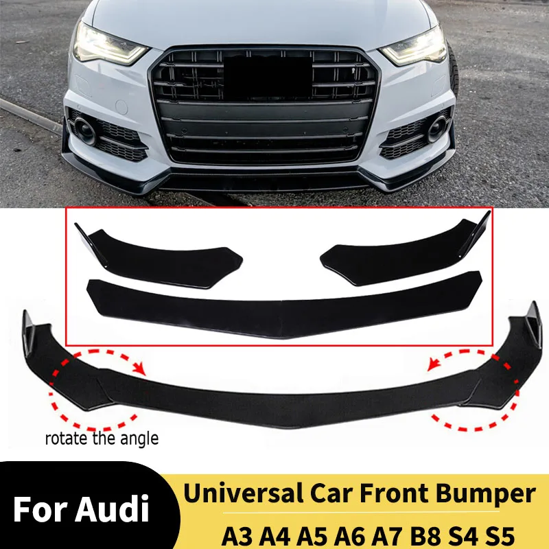 

For Audi A3 A4 A5 A6 A7 B8 S4 S5 Front Bumper Splitter Lip Universal Spoiler Front Blade Diffuser Accessories Body kit Tuning