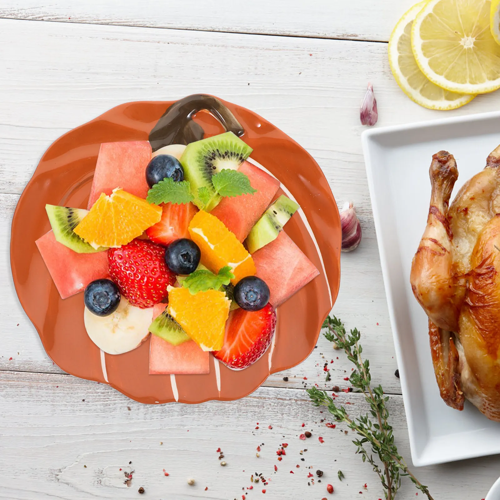 Ceramic Pumpkin Plate Pumpkin Shaped Fruit Dessert Snack Serving Dish for Home Restaurant Hotel Kitchen Photo Prop Autumn
