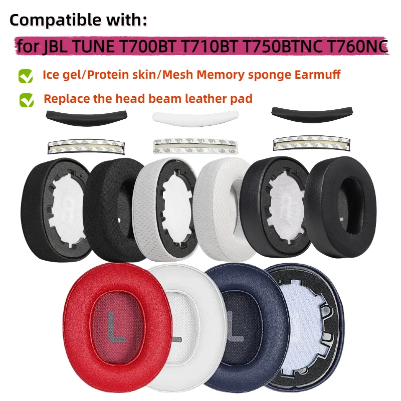 

Replacement Leather /Mesh/Ice gel Earpads Headband Ear Pads Muffs Repair Part For JBL Tune 700BT 710BT 760NC 750BTNC Headphones