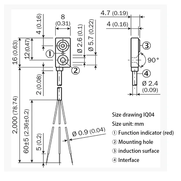 Venta caliente IQ04-1B5PSKW2S 6042017   sensores de proximidad inductivos para enfermos.