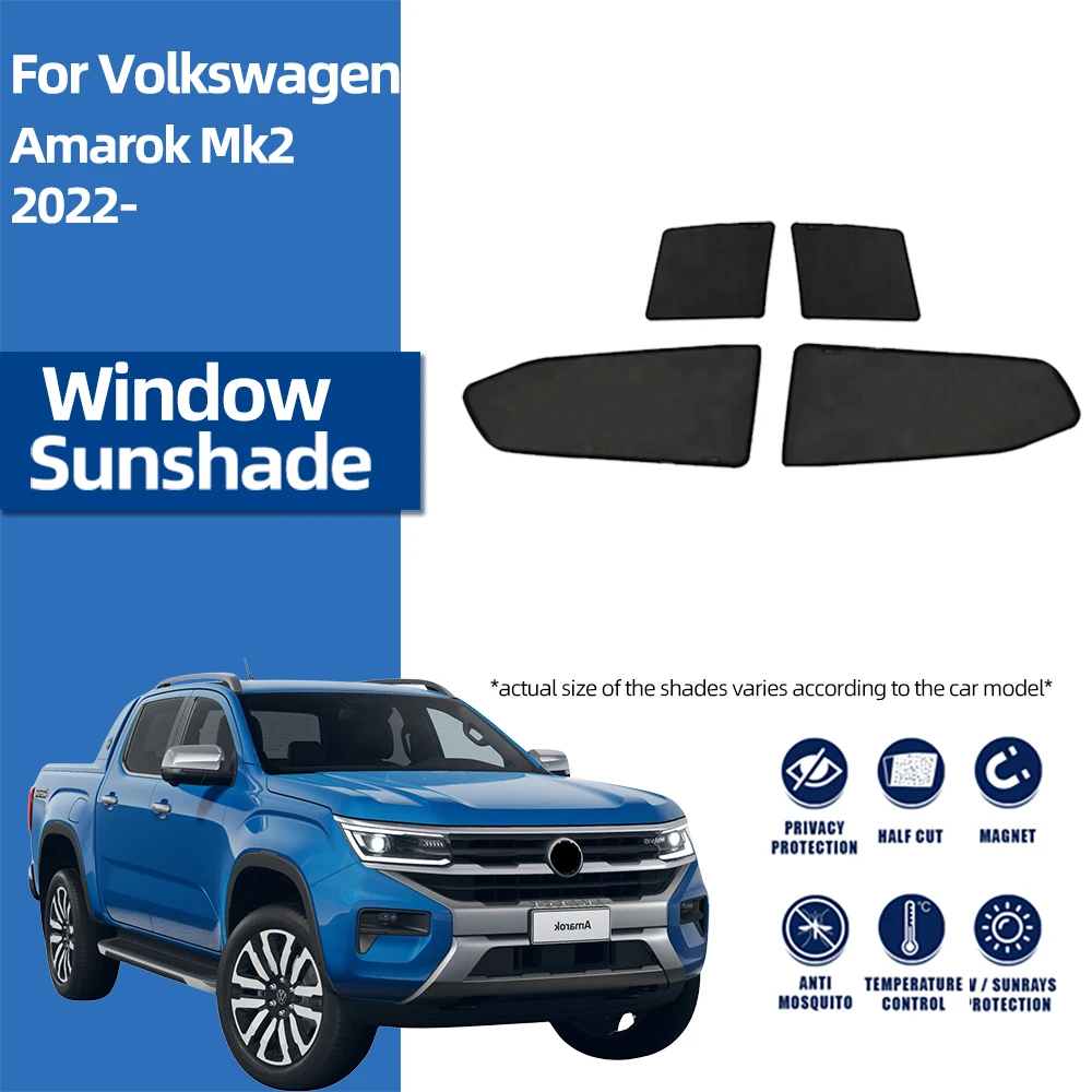 For Volkswagen VW Amarok MK2 2022 2023 2024 Magnetic Car Sunshade Front Windshield Curtain Rear Side Window Mesh Sun Shade Visor