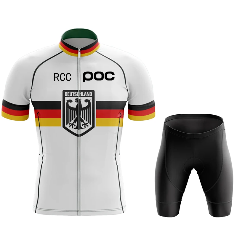 RCC POC 2024 Short Sleeve Men Cycling Jersey Set Breathable MTB Maillot Ciclismo Outdoor Sports Bib Pant Summer Cycling Clothing