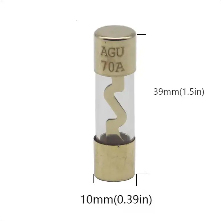 【1Set】10A 15A 20A 25A 30A 40A 50A 60A 70A 80A 100A AGU Fuse Audio In Line AMP Amplifier Gold Plated Fuse Holder