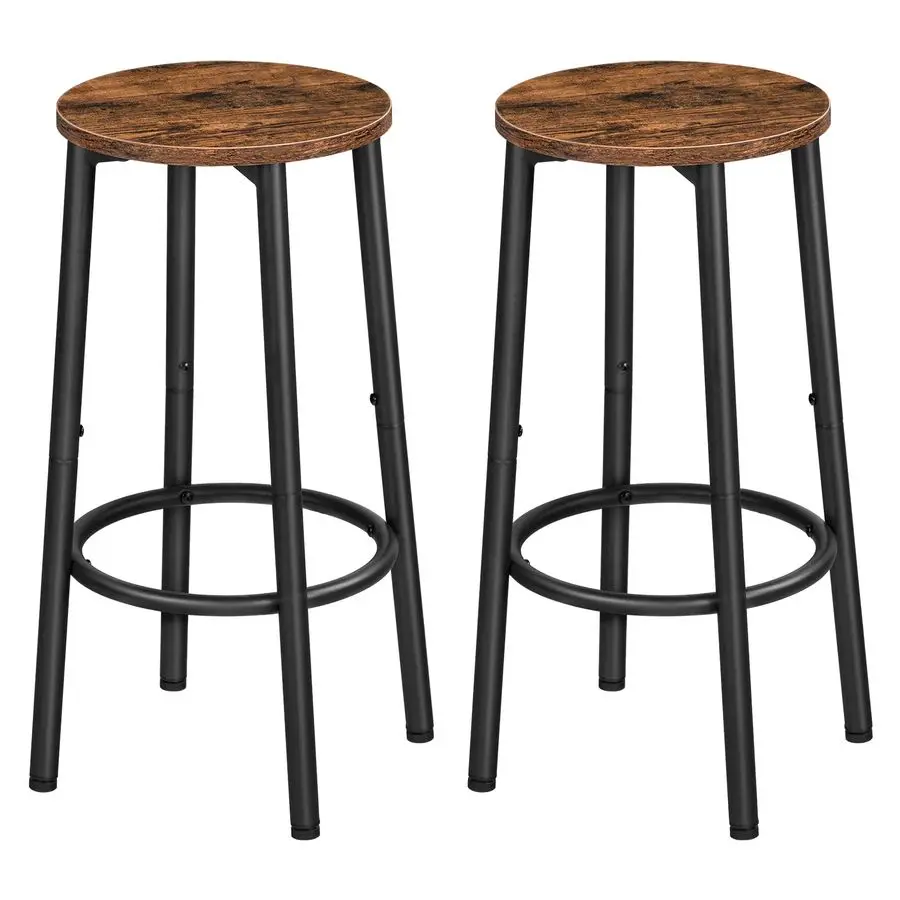 

Bar Stools, Set of 2 Bar Chairs, Kitchen Round Height Stools with Footrest, Breakfast Bar Stools, Sturdy Steel Frame, for Dining