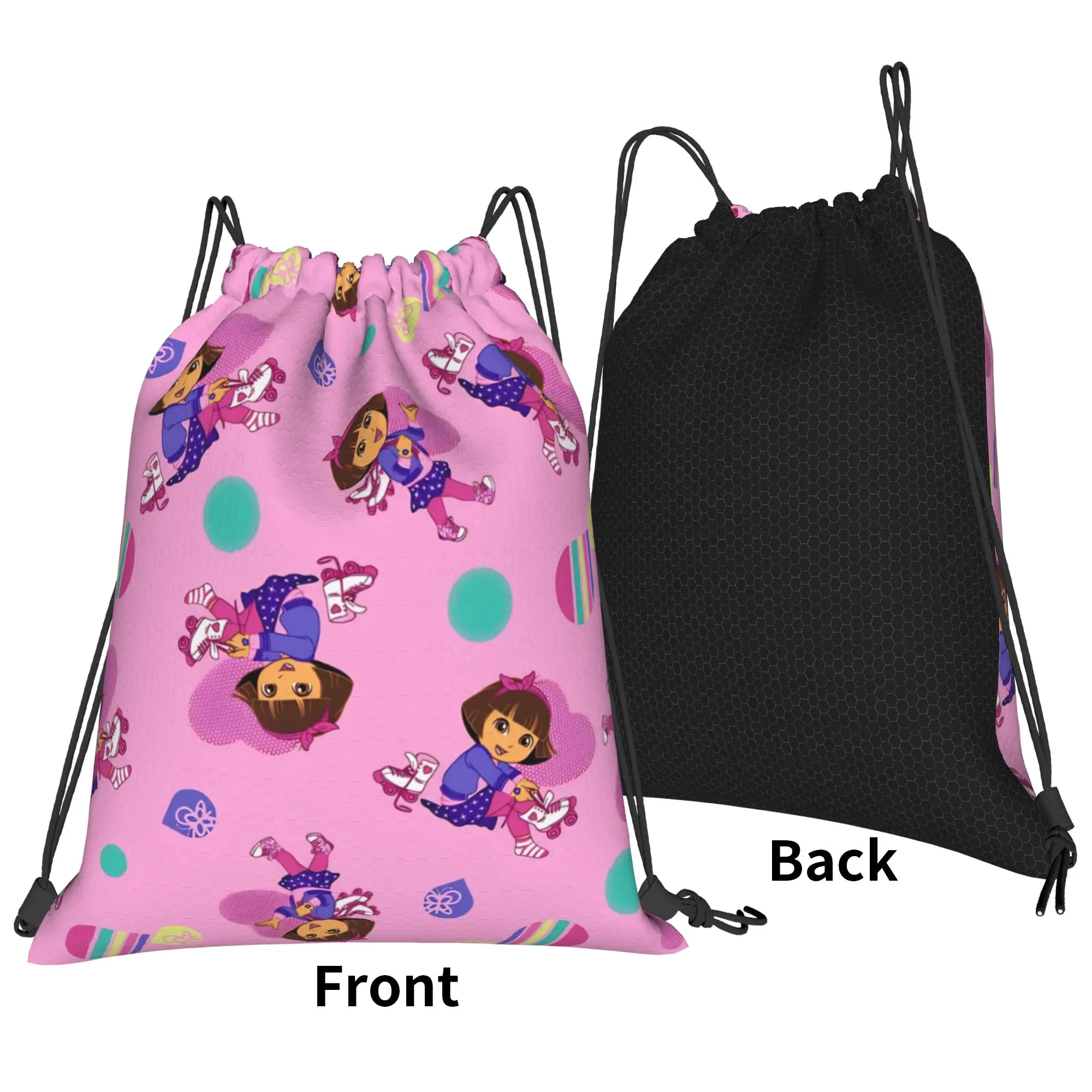 Doraa-Explorers Cartoon Drawstring Backpack Sports Gym Bag Water Resistant  String Sackpack for Cycling 36cm (W) x 43cm (H)
