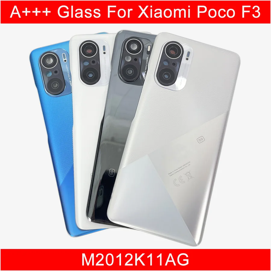 

A+++ For Poco F3 Back Glass Cover For Xiaomi Poco F3 , Back Door Replacement Hard Battery Case, Rear Housing Cover With Adhesive