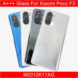 A+++ For Poco F3 Back Glass Cover For Xiaomi Poco F3 , Back Door Replacement Hard Battery Case, Rear Housing Cover With Adhesive