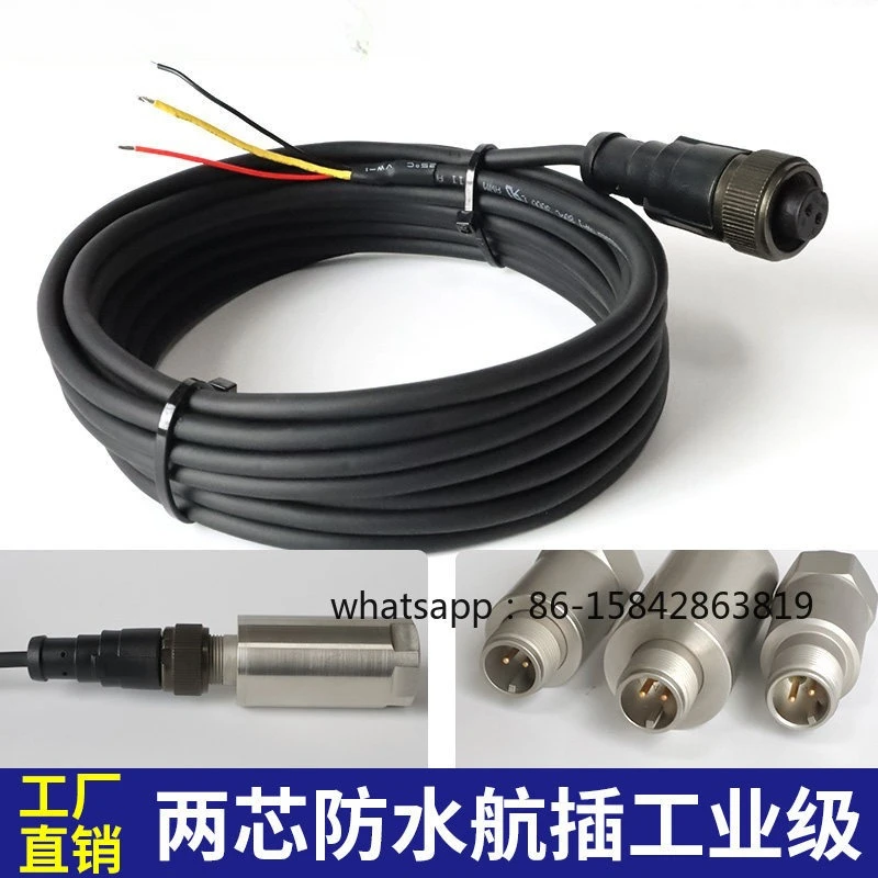 5m Two-Core Threaded Aviation Plug Waterproof Vibration Temperature Transmitter Sensor Cable