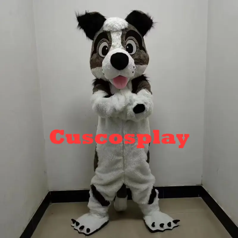 Long Fur Furry Husky Dog Fursuits Wolf Mascot Costume Halloween Christmas Cosplay Party Animal Outfits Adult Size