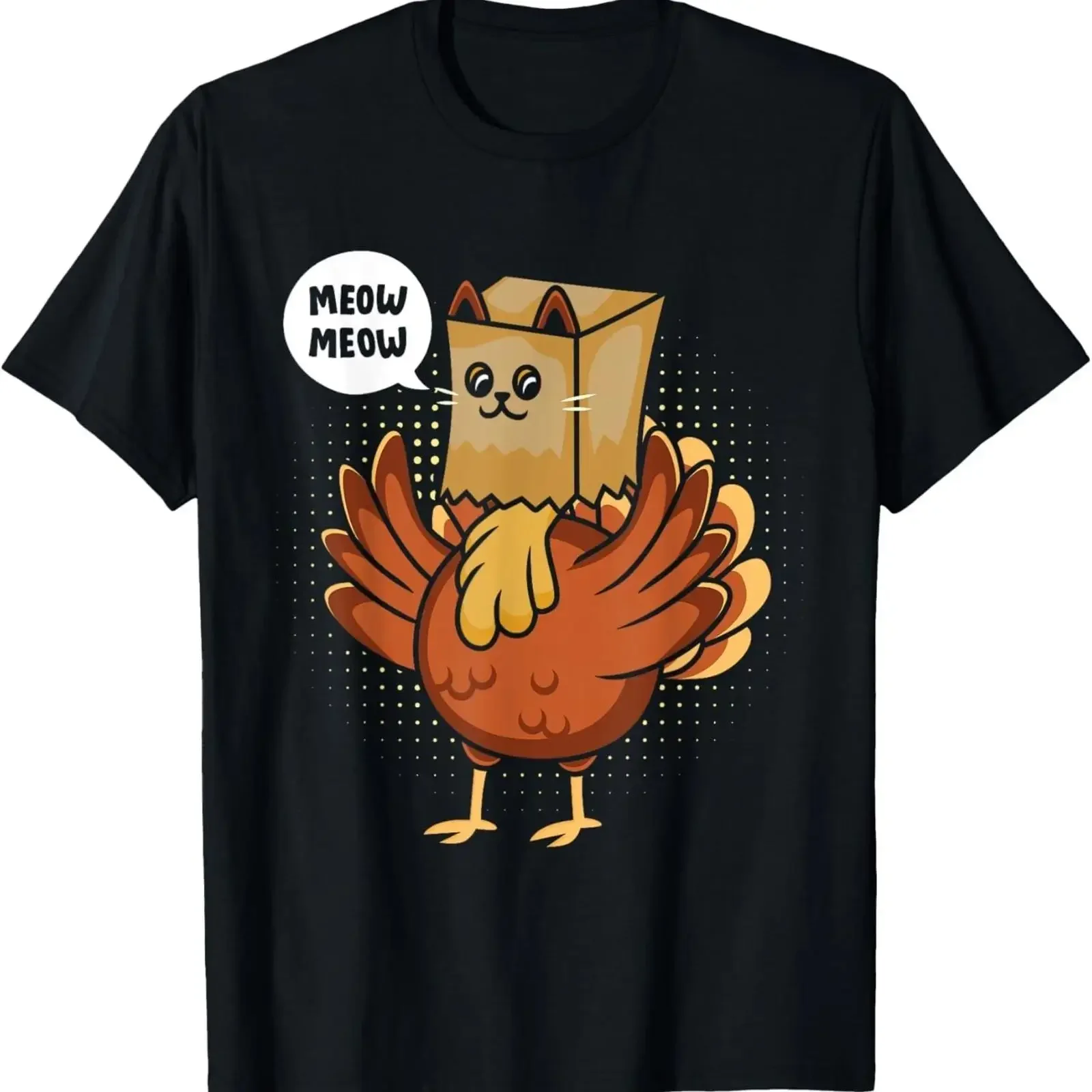 Funny T Shirt Thanksgiving Fake Cat Turkey Meow Animal Farmer  vintage Washed Comfortable Unisex Casual Soft streetwear homme