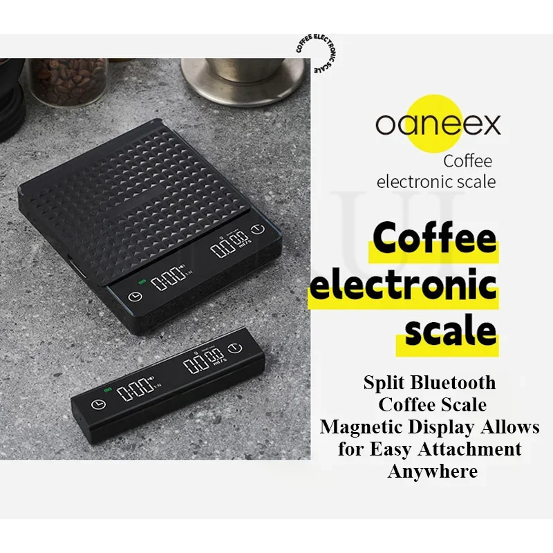 CAFOVO CS1 Barista-Grade Split Display Coffee Scale 0.18g Precision with Magnetic Detachable Screen 3-Mode Espresso/Pour-Over